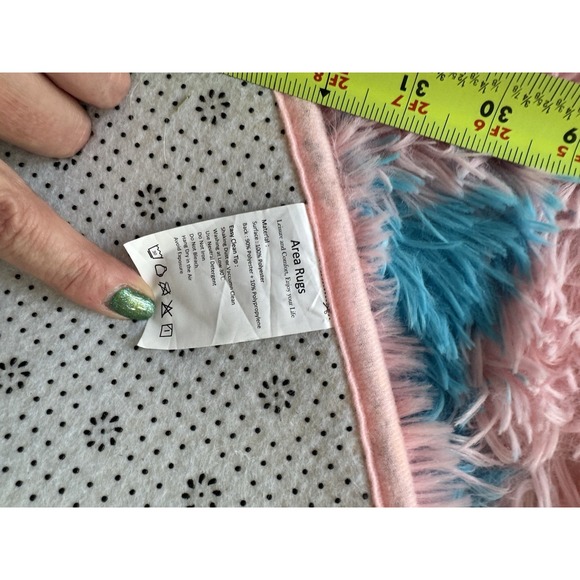 Pink Fluffy Hexagon Area Rug for Girls Room - Picture 5 of 6